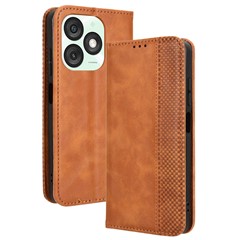 For itel A50 Shockproof Case Retro PU Leather Wallet Phone Cover - Brown