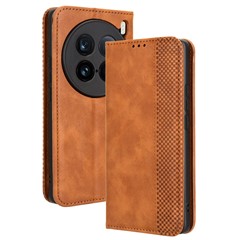 For vivo X100 Ultra 5G Wallet Case Retro PU Leather Stand Phone Cover - Brown