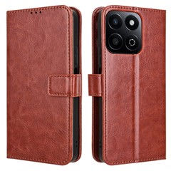 For Honor 200 Smart 5G / Play 60 Plus 5G / Play 9T / X7c 4G Stand Case Leather Wallet Phone Cover Crazy Horse Texture - Brown