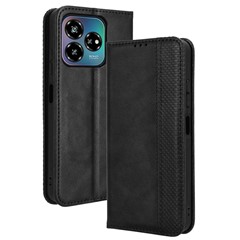 For ZTE Axon 60 Lite / Blade V60 Vita Wallet Case Retro Leather Phone Cover with Stand - Black
