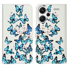 For Xiaomi Redmi Note 13 Pro+ 5G Case Card Slots Viewing Stand Leather Phone Cover Pattern Printed - Blue Butterfly
