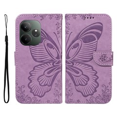 For Realme GT 6 5G Case Butterfly Pattern Leather Wallet Flip Phone Cover - Light Purple