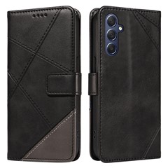 For Samsung Galaxy A25 5G (Global) (161.0 X 76.5 X 8.3mm) Case Geometric Line Leather Phone Cover Magnetic Clasp - Black
