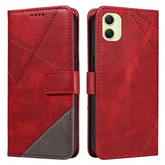 For Samsung Galaxy A05 4G Case Folding Stand Leather Phone Cover Geometric Line - Red