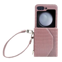 For Samsung Galaxy Z Flip7 FE 5G / Z Flip6 5G Case Handbag Style Kickstand Card Slot Leather+PC Cover - Pink