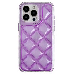 For iPhone 15 Pro Max Case Rhombus PC+TPU Anti-Drop Protective Phone Cover - Purple
