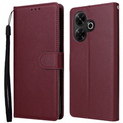 For Xiaomi Redmi 13 5G / 4G Case Wallet Stand View PU Leather Phone Cover - Wine Red