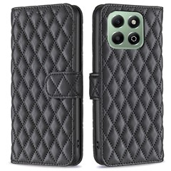 BINFEN COLOR BF Style-14 For Honor X6b 4G  Case PU Leather Phone Cover Rhombus Imprint - Black