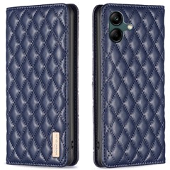 BINFEN COLOR BF Style-16 For Samsung Galaxy A06 4G Case Card Slots Rhombus Leather Cover - Blue