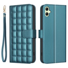 BINFEN COLOR for Samsung Galaxy A06 4G Case Wallet PU Leather Cover Square Grid Pattern - Green
