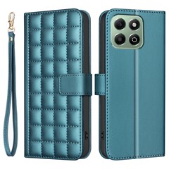 BINFEN COLOR for Honor X6b 4G Case Wallet Stand Square Grid Phone Leather Cover - Green