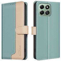BINFEN COLOR BF33 for Honor X6b 4G Wallet Case Splicing Color Leather Phone Cover - Green