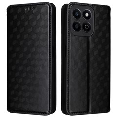 For Honor X7c 5G / X7c 4G / 200 Smart 5G / Play 60 Plus 5G / Play 9T Case Rhombus Imprint PU Leather Phone Wallet Cover - Black