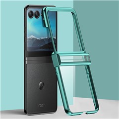 For Motorola Razr 50 5G Case Electroplating PC Ultra Thin Phone Cover Hinge Protection - Green