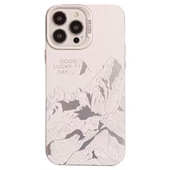For iPhone 15 Pro Case Mountain Pattern Shockproof PC Cell Phone Cover - Snow Mountain Top