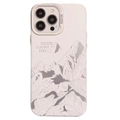 For iPhone 15 Pro Max Case Mountain Pattern PC Phone Protective Cover - Snow Mountain Top