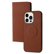 For iPhone 14 Pro Ultra-thin Detachable Leather Wallet Phone Case Shockproof Magnetic Clasp Cellphone Shell - Brown