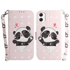 For Samsung Galaxy A06 4G Case Pattern Printing Leather Wallet Phone Cover - Love Heart Panda