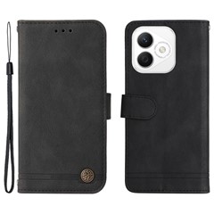 For Honor X60i 5G Leather Wallet Cases Skin Touch Phone Cover Stand with Strap - Black