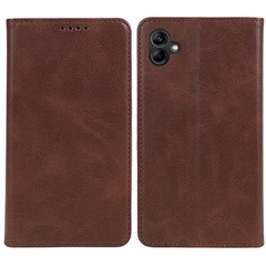 For Samsung Galaxy A17 5G / A17 4G / A06 4G / A06 5G Case Leather Wallet Phone Cover Calf Texture Hidden Magnetic Closure - Brown