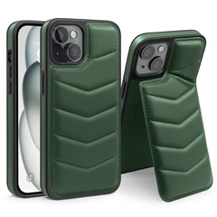 For iPhone 15 Plus Case Compatible with MagSafe RFID Blocking Card Slot Kickstand Phone Cover - Green