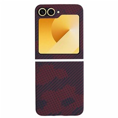 For Samsung Galaxy Z Flip7 FE 5G / Z Flip6 5G Case Carbon Fiber Texture Camouflage Red Aramid Fiber Phone Cover