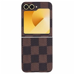 For Samsung Galaxy Z Flip7 FE 5G / Z Flip6 5G Case Carbon Fiber Texture Chessboard Pattern Aramid Fiber Phone Cover