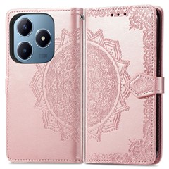 For Realme Note 60x 4G / C63 4G / C61 4G Case Mandala Embossed Design Leather Wallet Phone Cover - Rose Gold