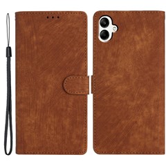 For Samsung Galaxy A06 4G Case with Card Clots Skin-Touch PU Leather Phone Cover Stand - Brown