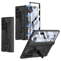 GKK For Samsung Galaxy Z Fold6 5G Case Kickstand PC Phone Cover with Screen Film - Black