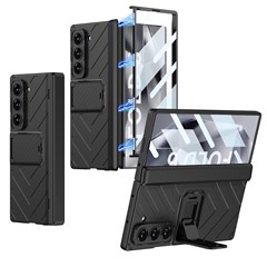 GKK For Samsung Galaxy Z Fold6 5G Case Kickstand PC Phone Cover with Screen Film - Black