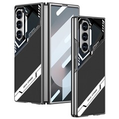 GKK For Samsung Galaxy Z Fold6 5G Case Shockproof PC+PU Phone Cover with Screen Film - Black