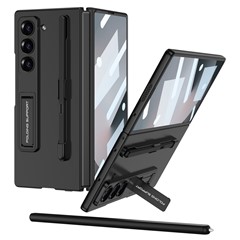 GKK For Samsung Galaxy Z Fold6 5G Case with Screen Film Kickstand Ultra Thin PC Phone Cover - Black