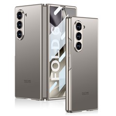 GKK For Samsung Galaxy Z Fold6 5G Case Protective PC+PU Phone Cover with Screen Film - Titanium Grey