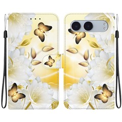 For OnePlus Nord 4 Wallet Phone Case Anti-Drop Leather Flip Cover Pattern Printing - Gold Butterfly Flower