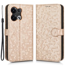 For Oppo Reno8 5G (Global Version) Phone Case Anti-drop Wallet Phone Cover Magnetic Clasp Dot Pattern Imprinted PU Leather Stand Case - Gold