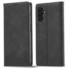 LC.IMEEKE For Samsung Galaxy S24 FE Case Wallet Microfiber Leather Phone Cover - Black