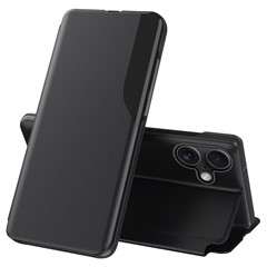For iPhone 16 Pro Max Phone Case Folio Flip PU Leather Stand Cover - Black