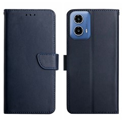HT02 For Motorola Edge (2024) 5G Case Genuine Cow Leather Phone Cover Nappa Texture - Blue