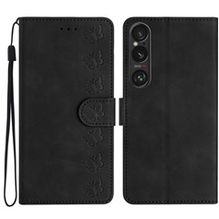 For Sony Xperia 1 VI Case Imprinted Butterfly Leather Wallet Phone Cover - Black