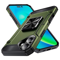 For iPhone 16 Case Military Grade Anti-Drop TPU+PC Phone Shell - Army Green