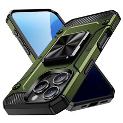 For iPhone 16 Pro Max Case Military Grade Anti-Drop TPU+PC Phone Shell - Army Green