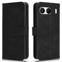 For OnePlus Nord 4 Leather Case Skin-Feel Anti-Drop Wallet Flip Phone Cover - Black