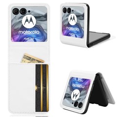 For Motorola Razr 60 / Razr 50 5G Case PU Leather+PC Card Holder Mobile Phone Cover - White