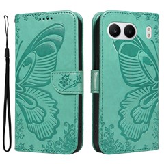 For OnePlus Nord 4 Case Butterfly Pattern Leather Wallet Flip Phone Cover - Green