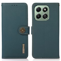 KHAZNEH For Honor X6b 4G Case Genuine Cow Leather RFID Blocking Wallet Phone Cover - Green