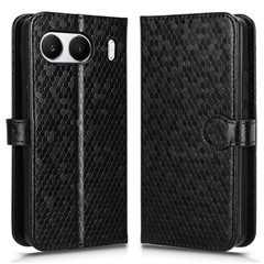 For OnePlus Nord 4 Wallet Case Dot Pattern Imprint PU Leather Phone Cover - Black