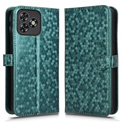 For Oukitel C53 Wallet Case Dot Pattern Imprint PU Leather Phone Cover - Green