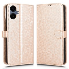 For Samsung Galaxy A06 4G Wallet Case Dot Pattern Imprint PU Leather Phone Cover - Rose Gold