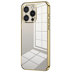 For iPhone 16 Pro Max Case Electroplating Frame Soft TPU Phone Cover - Gold